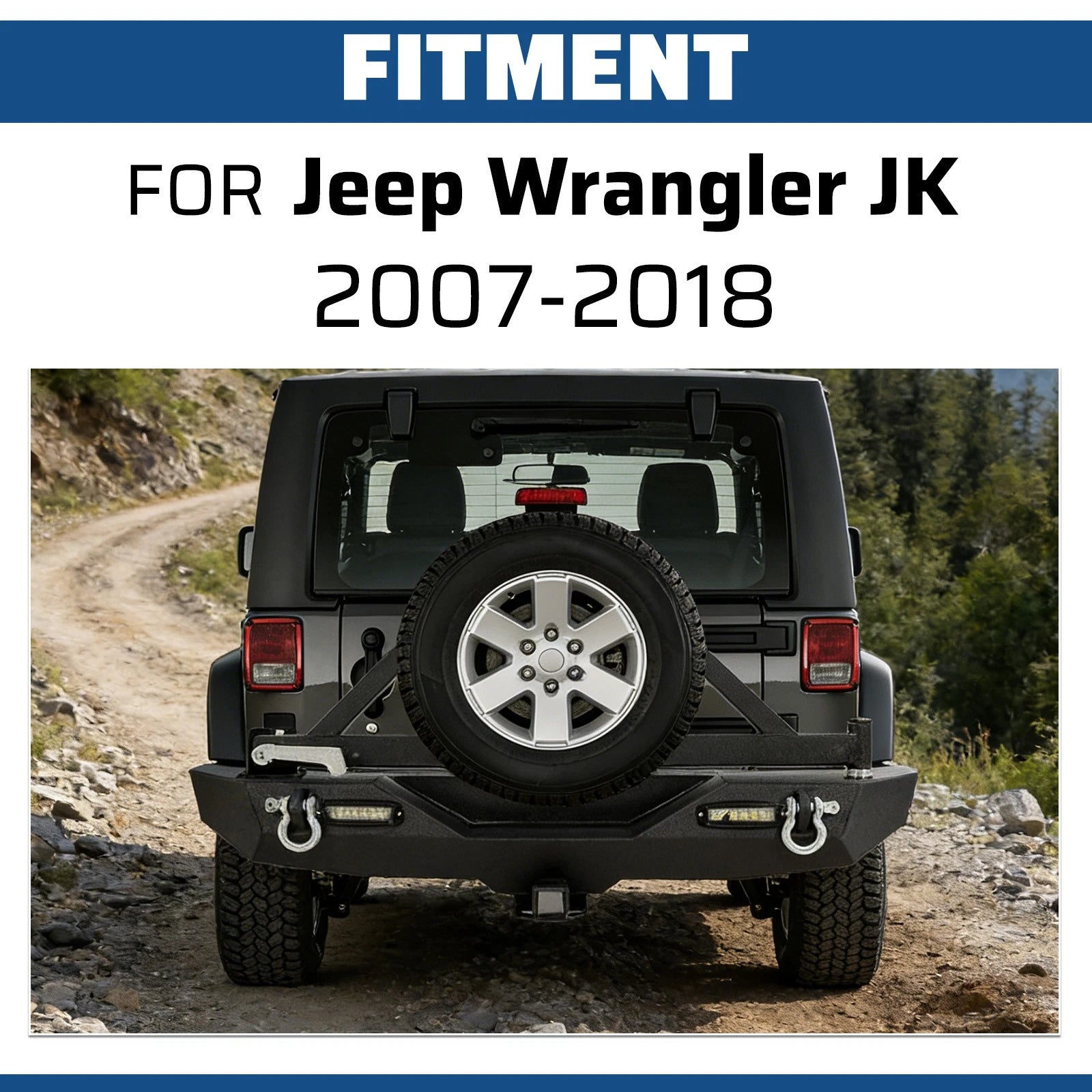 Rear Bumper with Tire Carrier for Jeep Wrangler JK (2007–2018) LED