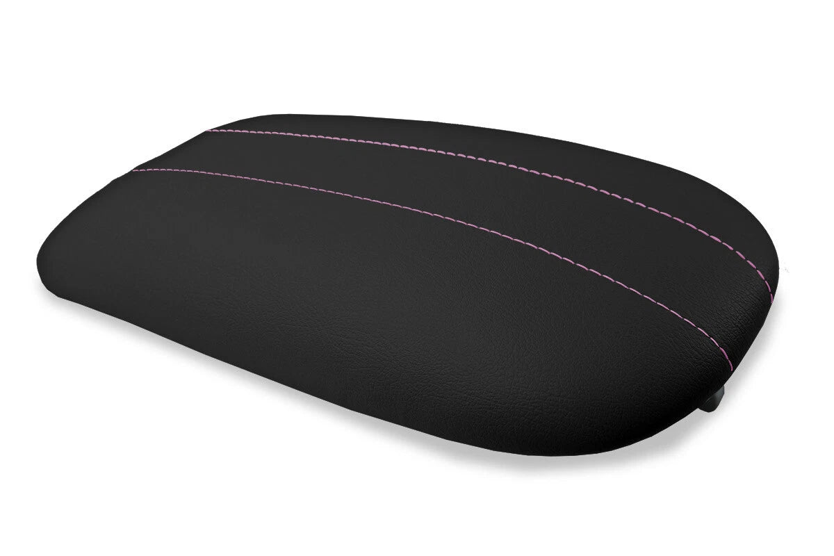 Leather Console Lid Armrest Cover for Ford Expedition (1997–2002) Pink Stitch