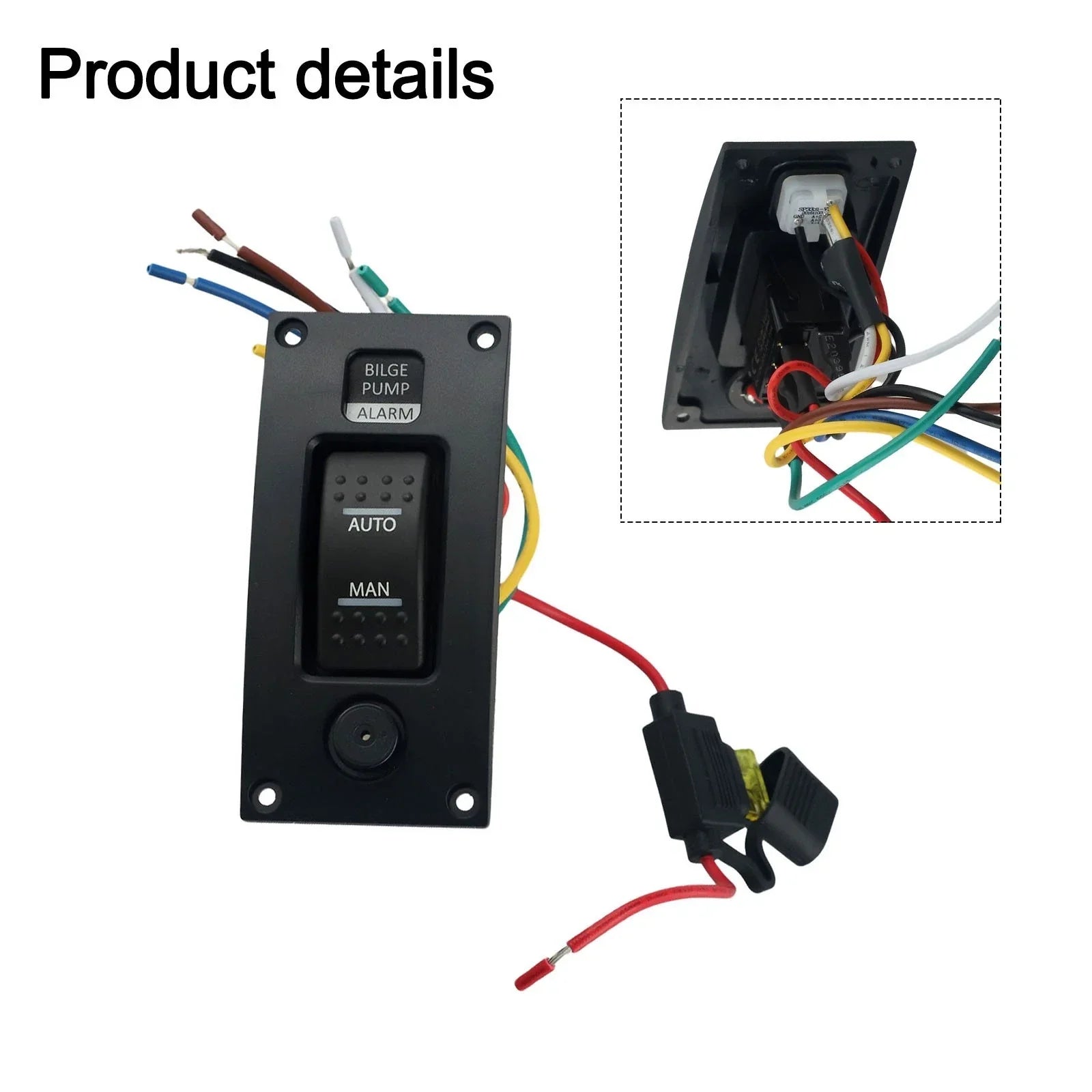 Switch Panel Bilge Curved Shaped Plastic IP66 ON-OFF-ON Waterproof 20A Fuse