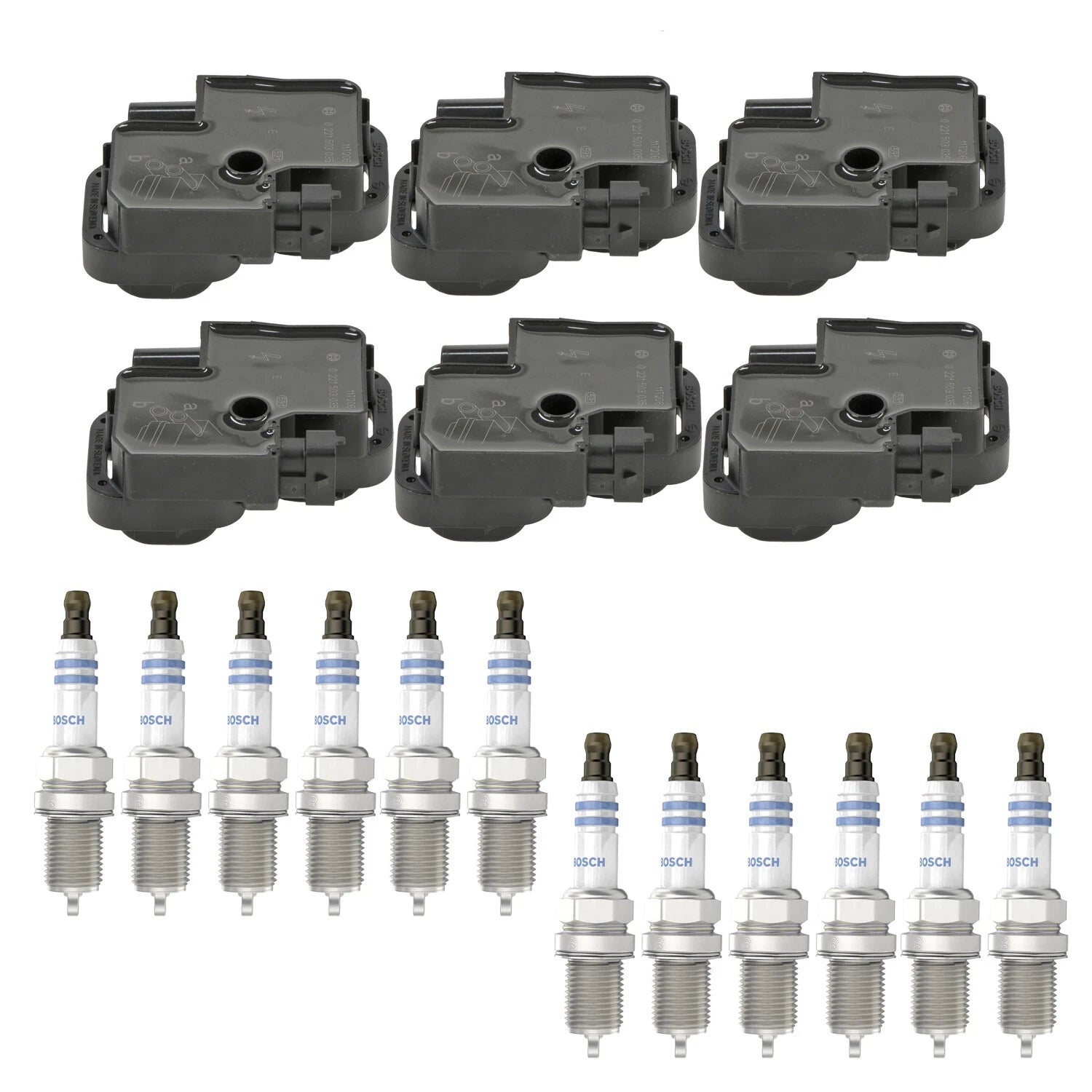 Set of 6 Ignition Coils & 12 Double Platinum Spark Plugs for Crossfire W210 (1996–2000)
