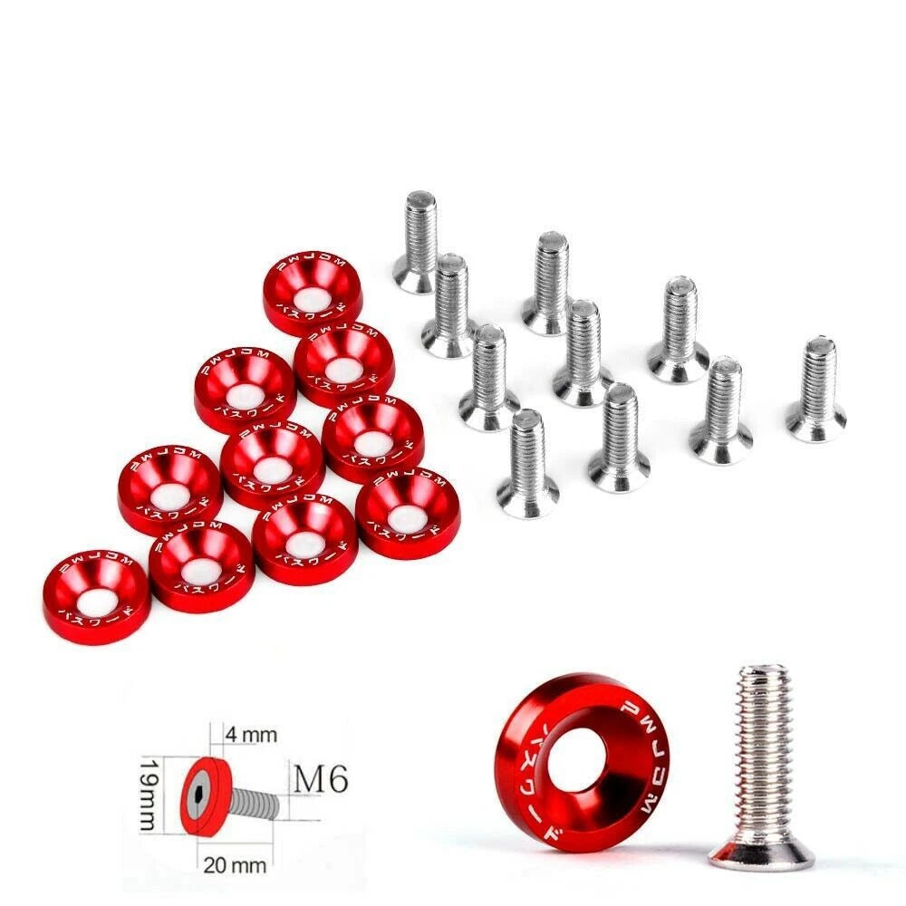 50Pcs Red JDM Billet Aluminum Fender Washer Kit for Engine Bay Dress Up