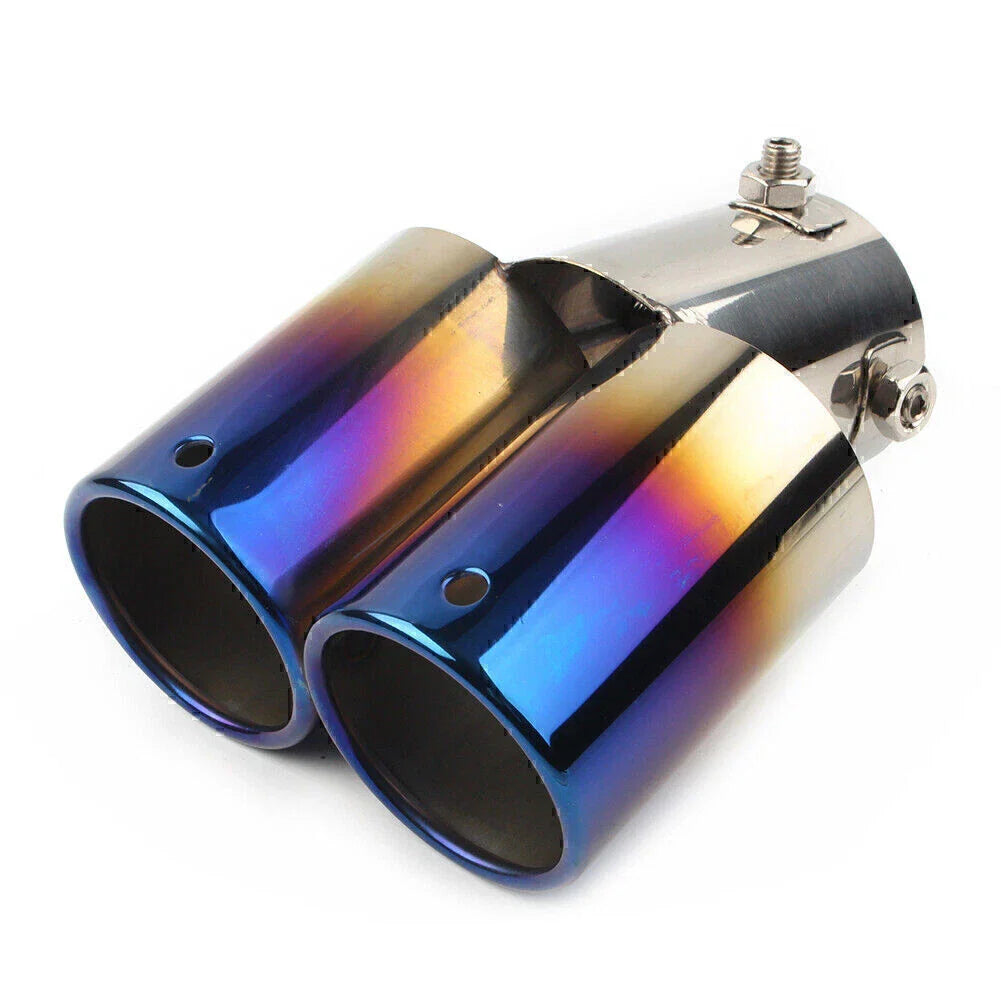 Universal Dual Bent Steel Rear Exhaust Pipe Tail Muffler Tip for Car