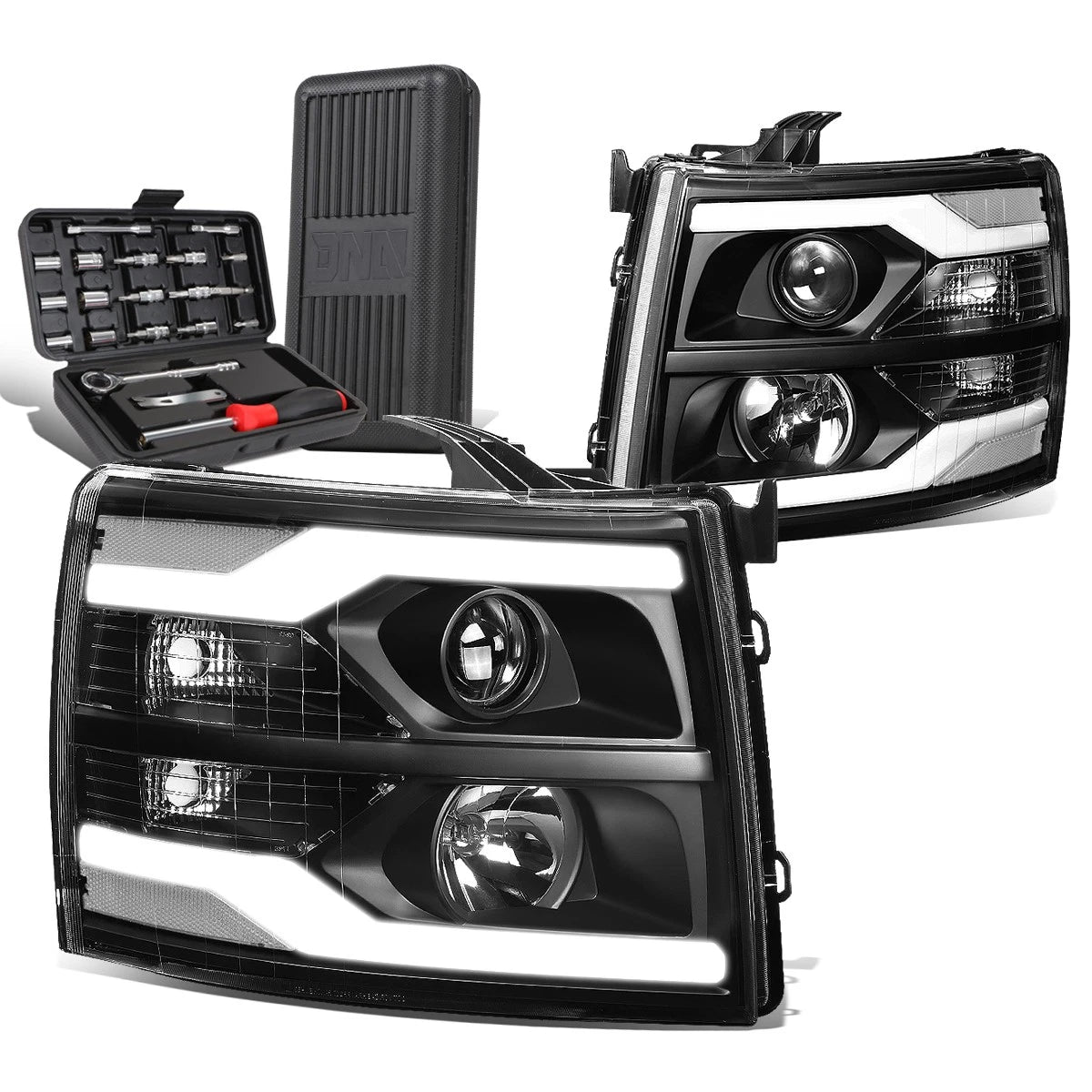 Dual LED Tube Projector Headlight for Silverado (2007–2014)