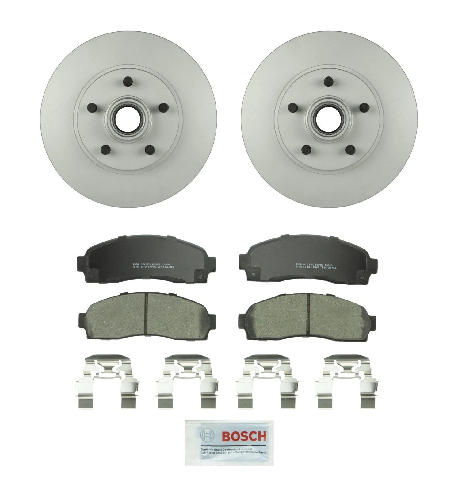 Set of 2 Bosch Front Vented Rotors & Ceramic Brake Pads for Ford Mazda