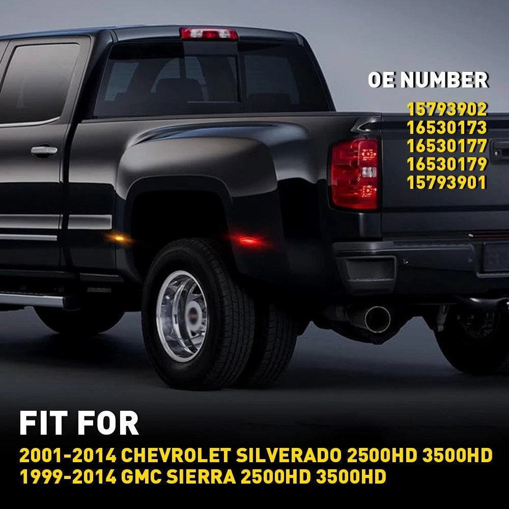 Set of 4 LED Side Fender Marker Lights for Chevrolet Silverado 2500HD 3500HD (2001–2014)