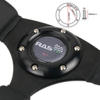 14" Black Leather Steering Wheel with Hub Adapter for Ford Mustang (1984–2004)