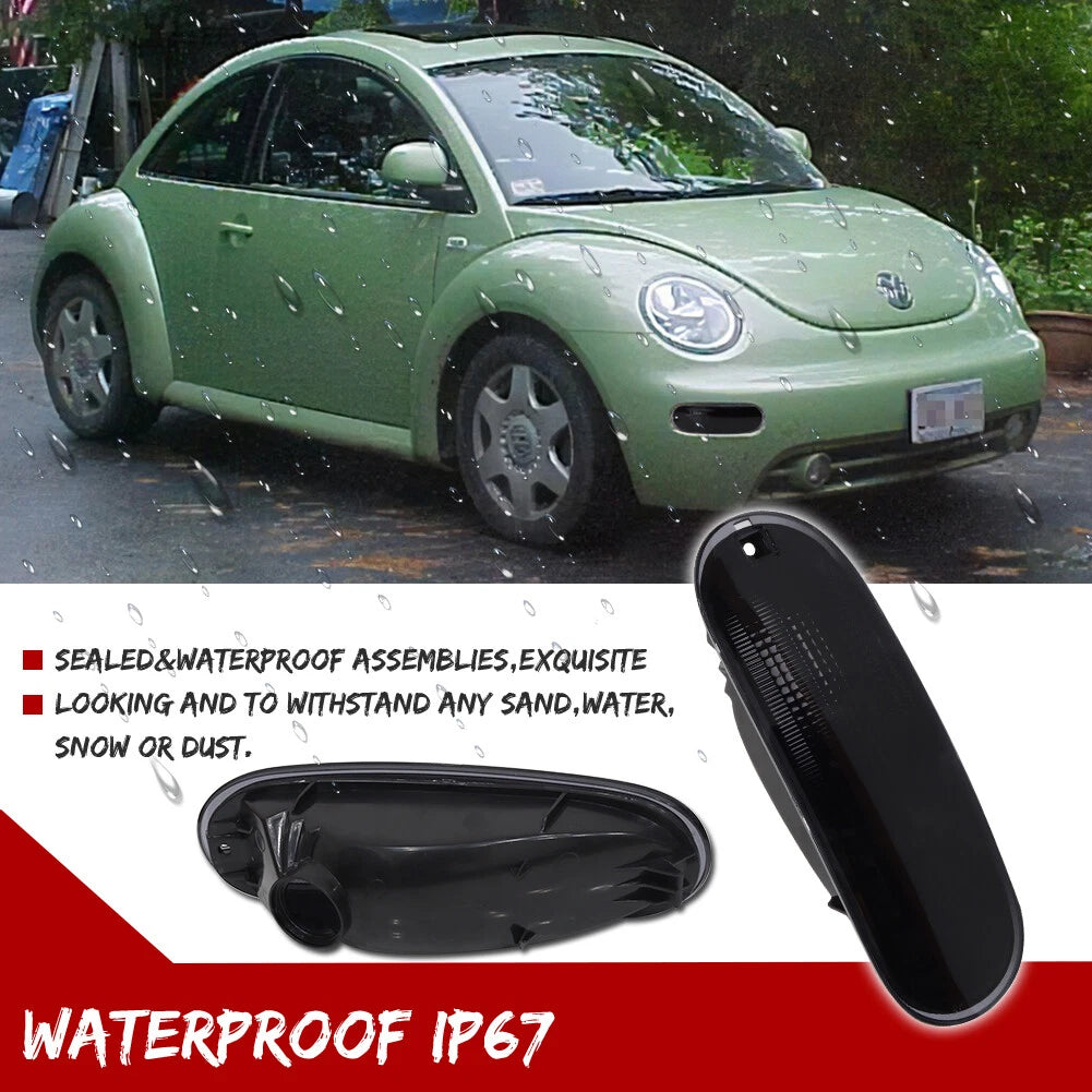 Set of 2 Smoked Black Lens Front Bumper Turn Signal Lights for Beetle