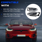 2X LED Headlight Assembly for Tesla Model X Plaid (2022-2024)
