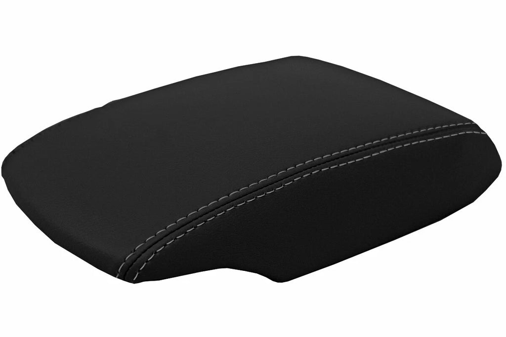 Leather Console Lid Armrest Cover for Nissan Sentra (2013–2019) Gray Stitch