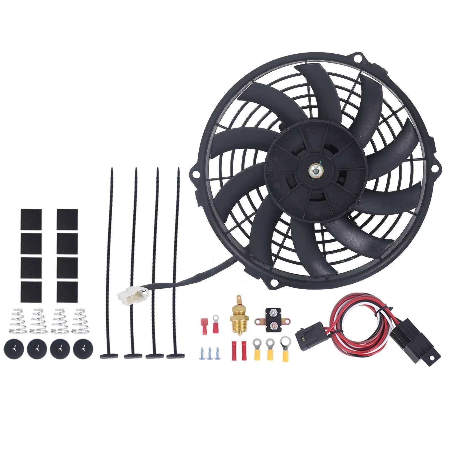 9" Electric Curved Radiator Cooling Fan Universal 700CFM with Thermostat