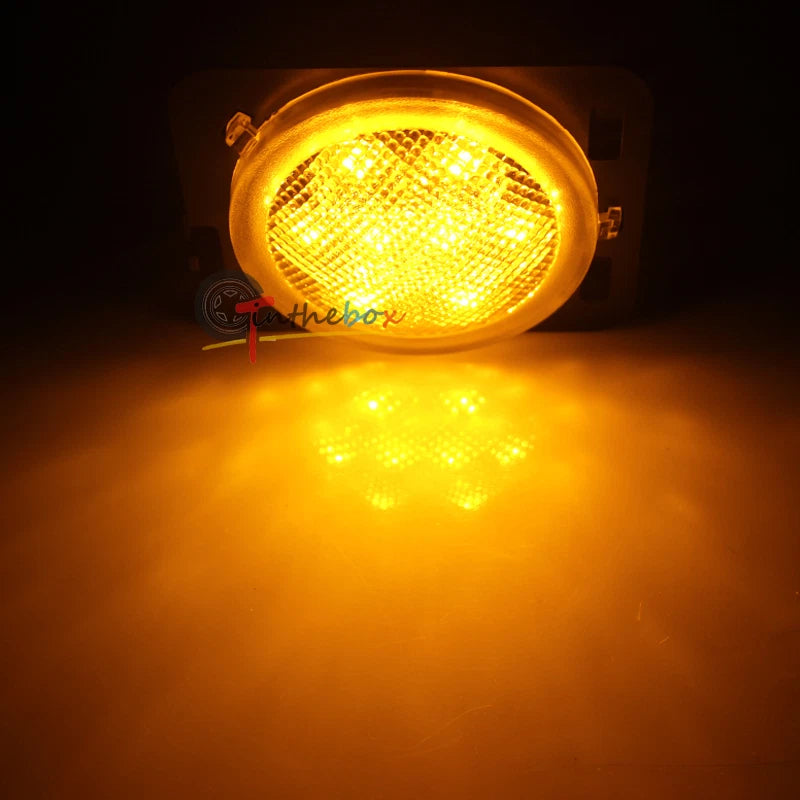 2X Clear LED Amber Side Marker Turn Signal Lights for Jeep Wrangler JK