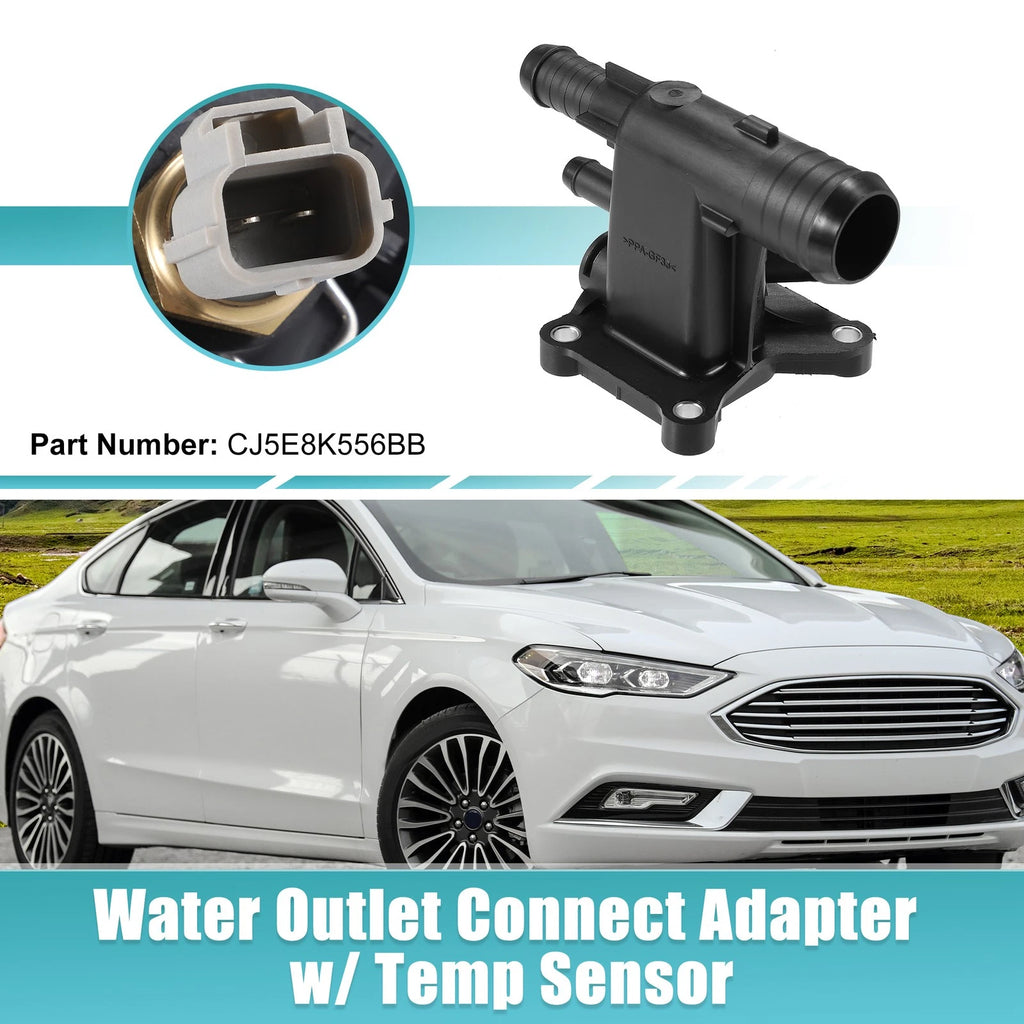 Engine Coolant Water Outlet w/ Temp Sensor for Ford 2.0 EcoBoost (2015–2020) NO. LR038758