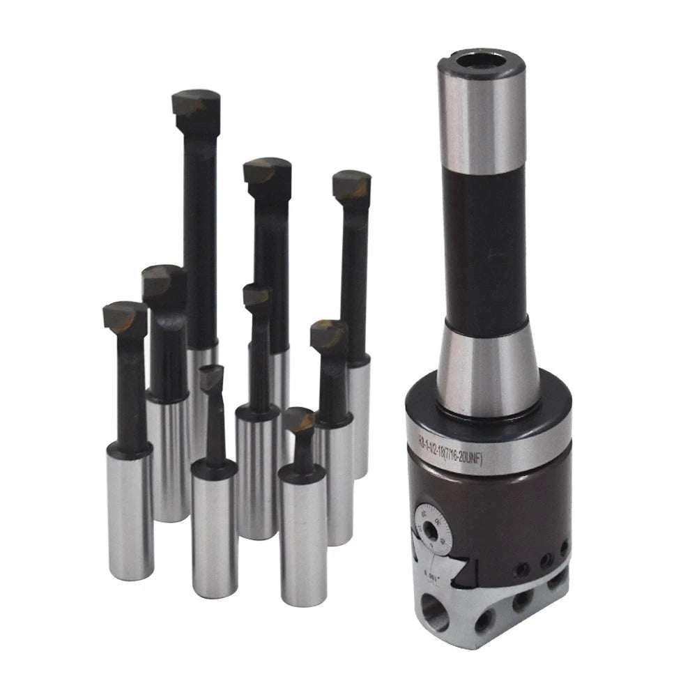 Set of 9 Carbide Boring Bars for Bridgeport Milling (R8 Shank)