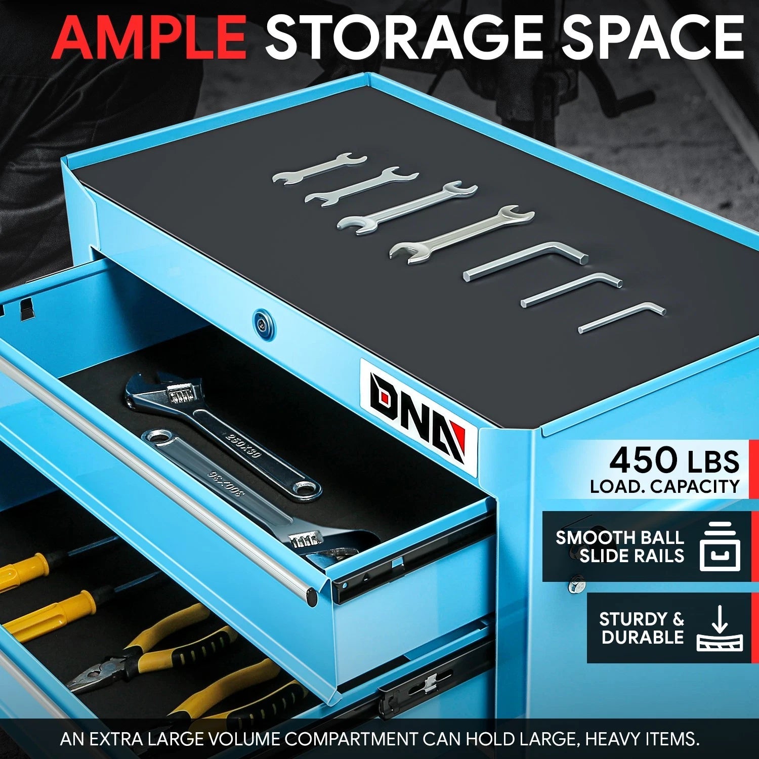 5 Drawer Lockable Rolling Tool Chest for Garage Workshop (Blue)