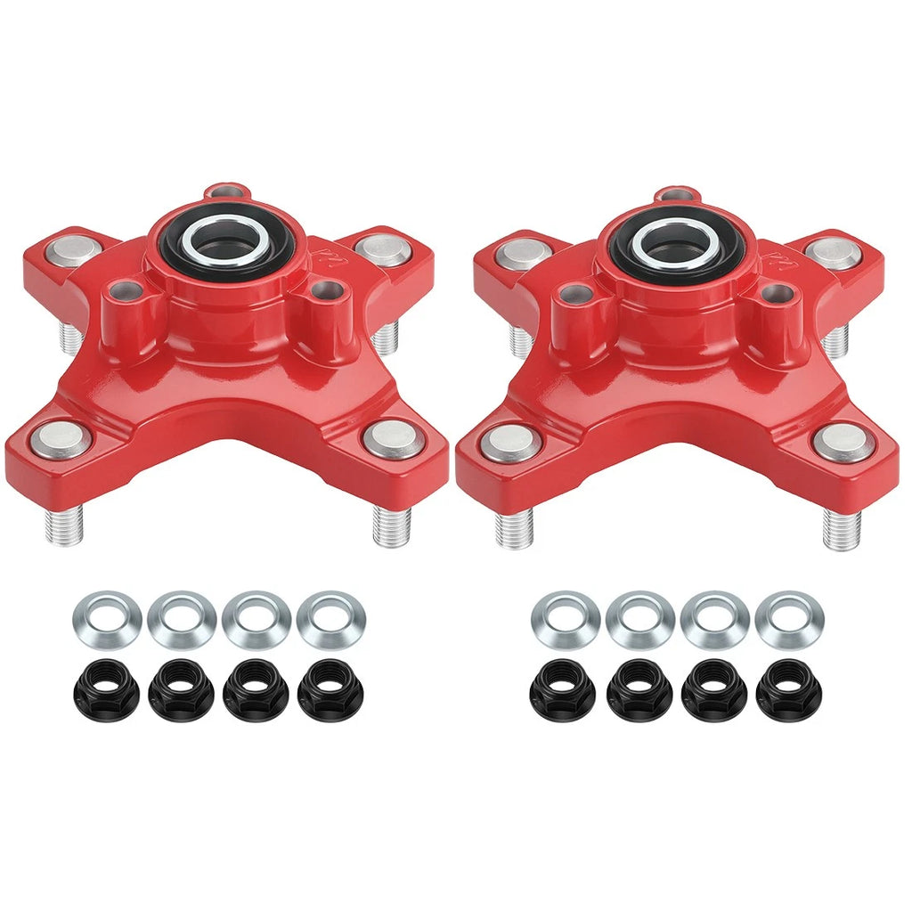 2PC Front Red Wheel Hubs w/Nuts for Honda TRX250X (2009–2020) TRX400X (2009, 2012–2014)