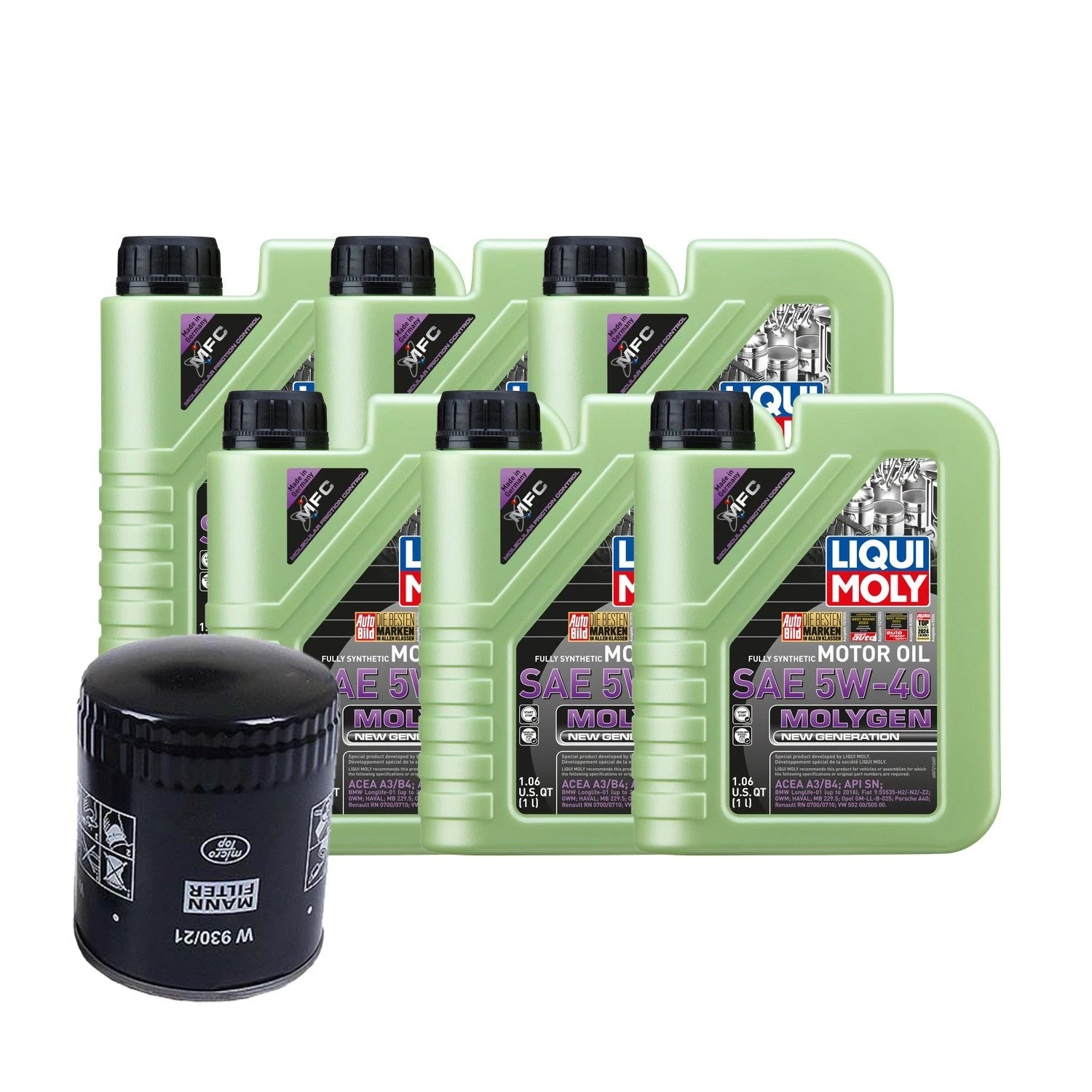6L Liqui Moly Molygen 5W-40 Oil Change Kit for Audi A4 Quattro (2002–2008)