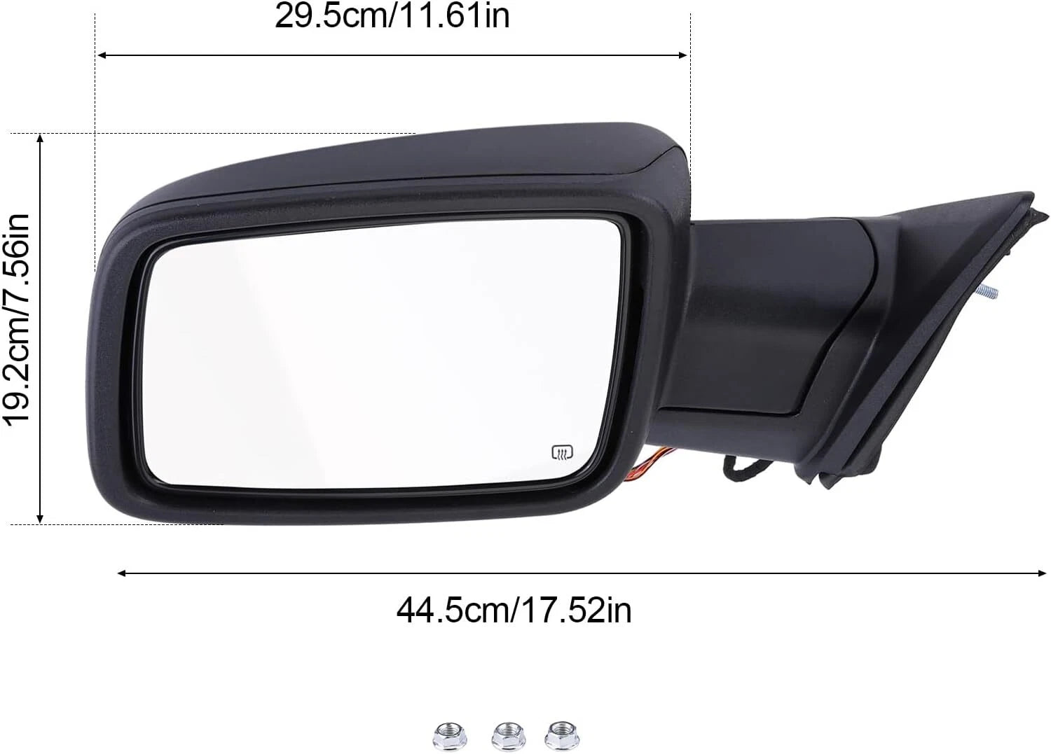 Driver Side Mirror for Dodge Ram 1500 (2013–2019) - Manual Fold, Heated, Temp Sensor