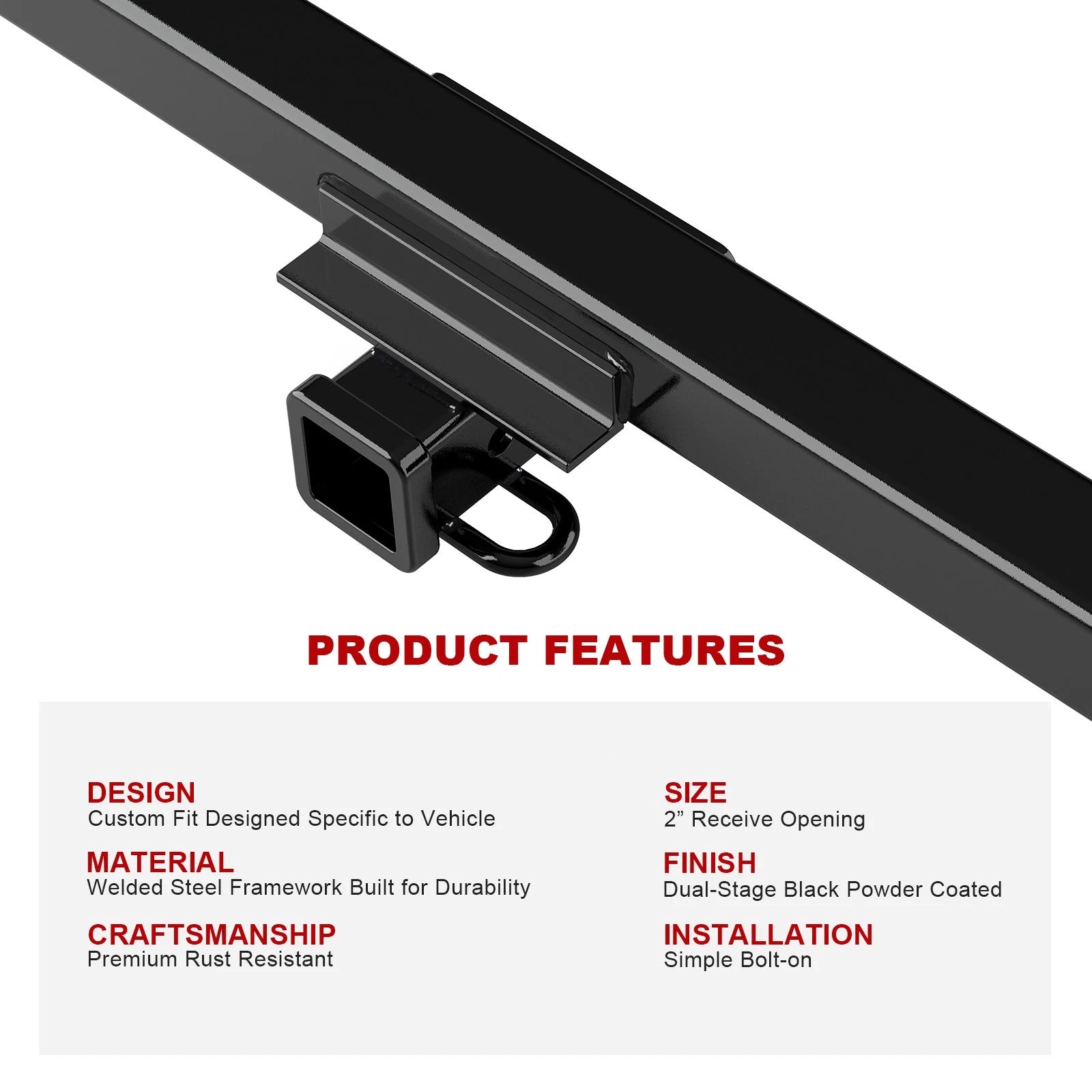 2 Inch Trailer Hitch Receiver for Jeep Cherokee (1984-2001)