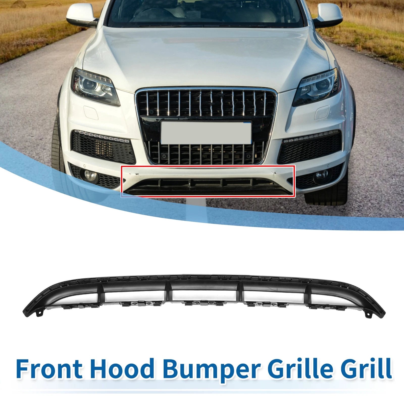 Front Lower Hood Bumper Grille for Audi Q7 (2010–2015) Black Sport Style