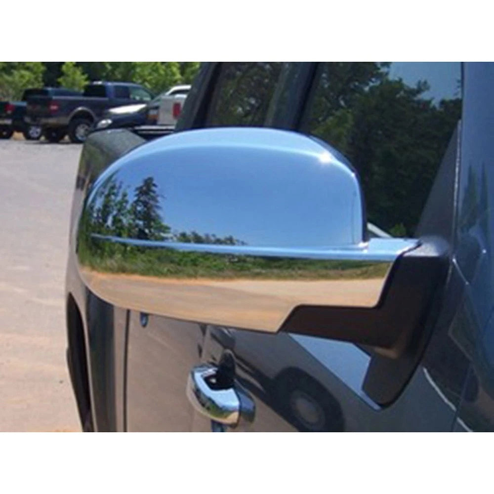 Mirror Covers for 2007-2014 Chevy Suburban w/Puddle Cutout (Chrome Full)