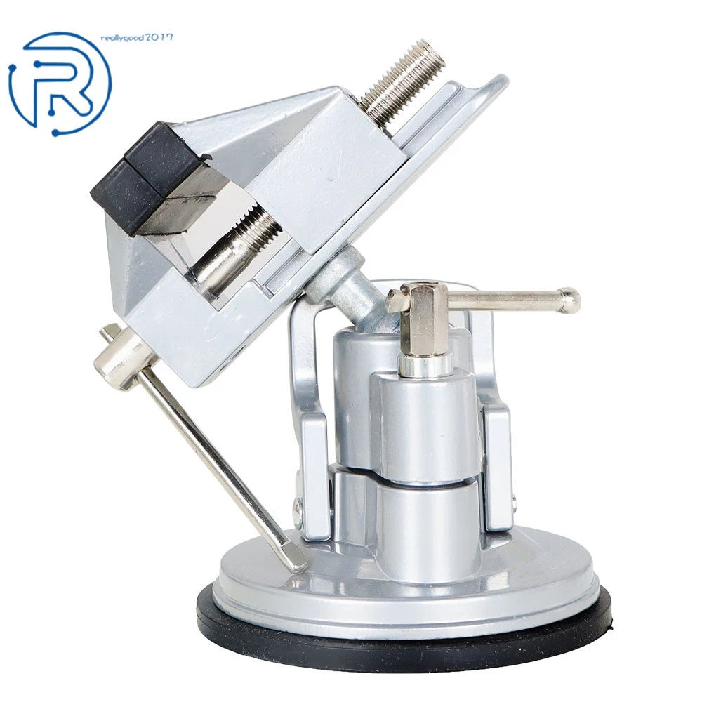 360-Degree Rotating Vacuum Base Vise 3.15" Steel and Die Cast