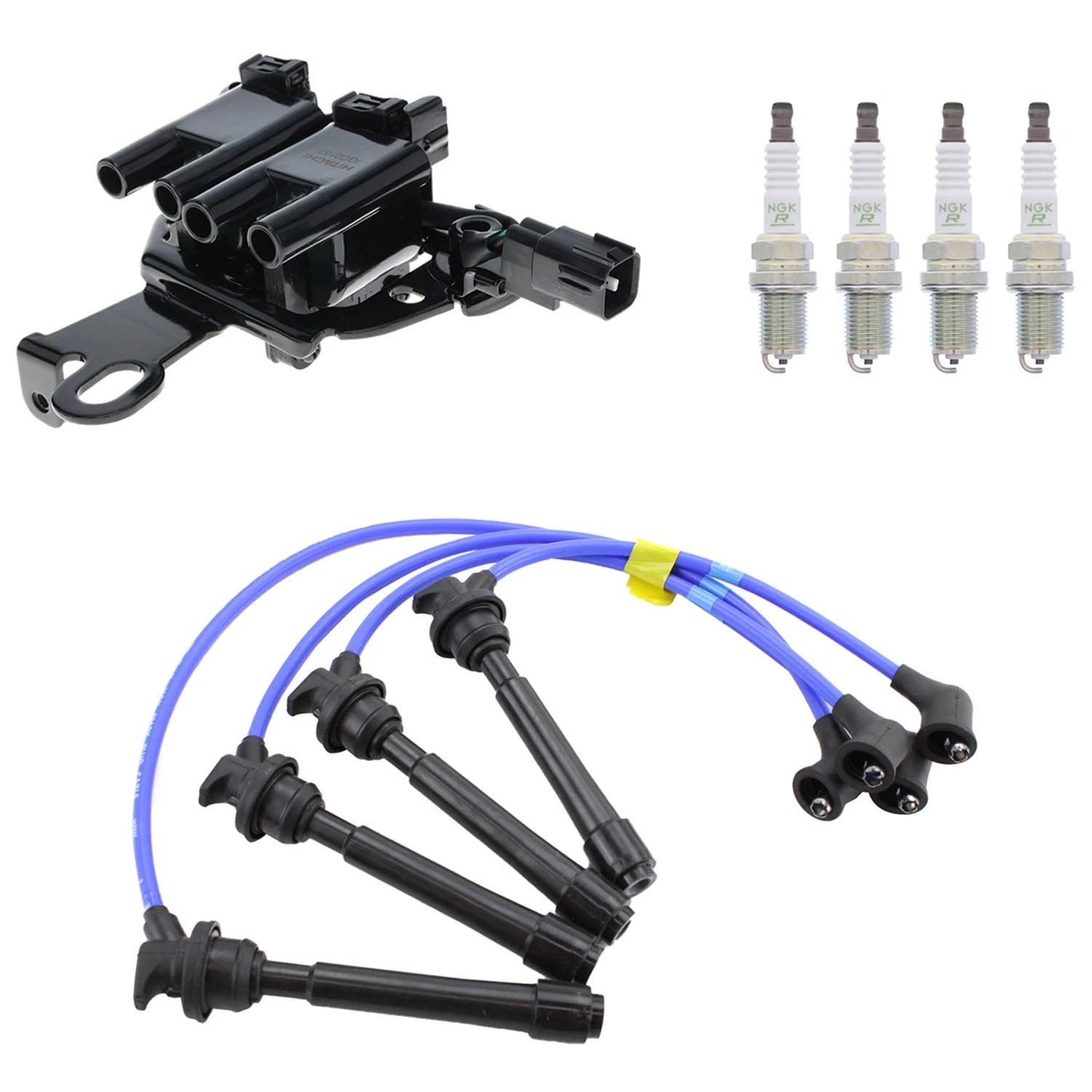Set of 4 Hitachi Ignition Coils & NGK V-Power Spark Plugs for Tucson (2010–2015)