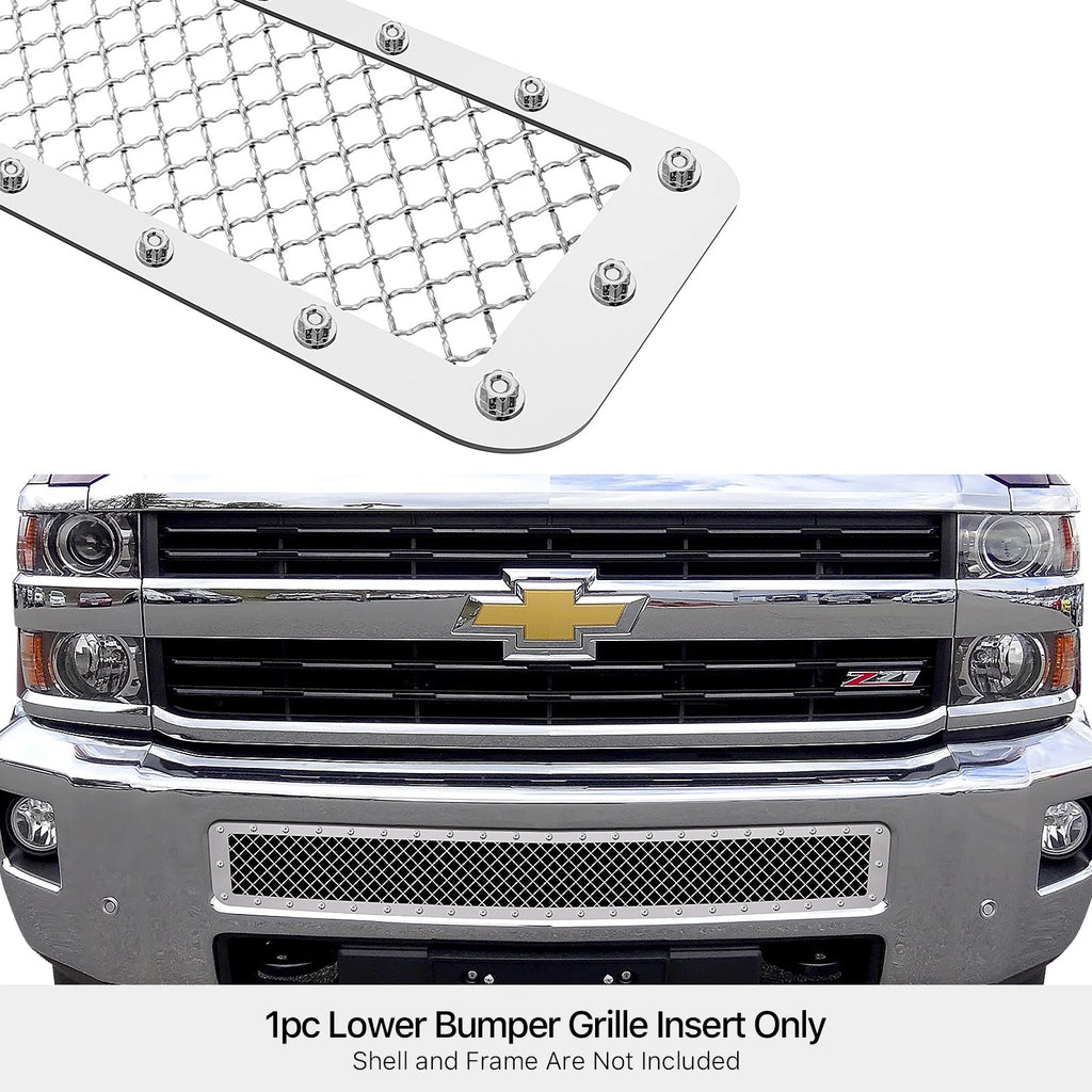Chrome Rivet Mesh Grille for Chevy Silverado 2500HD/3500HD (2015-2019)