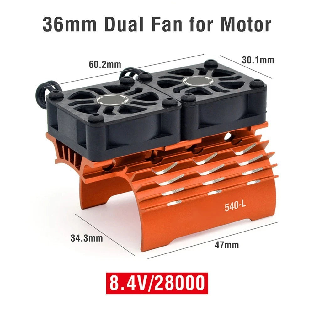 Dual Fan Motor Cooler 28/29/36mm for 1/12 1/10 1/8 1/5 Scale RC Models