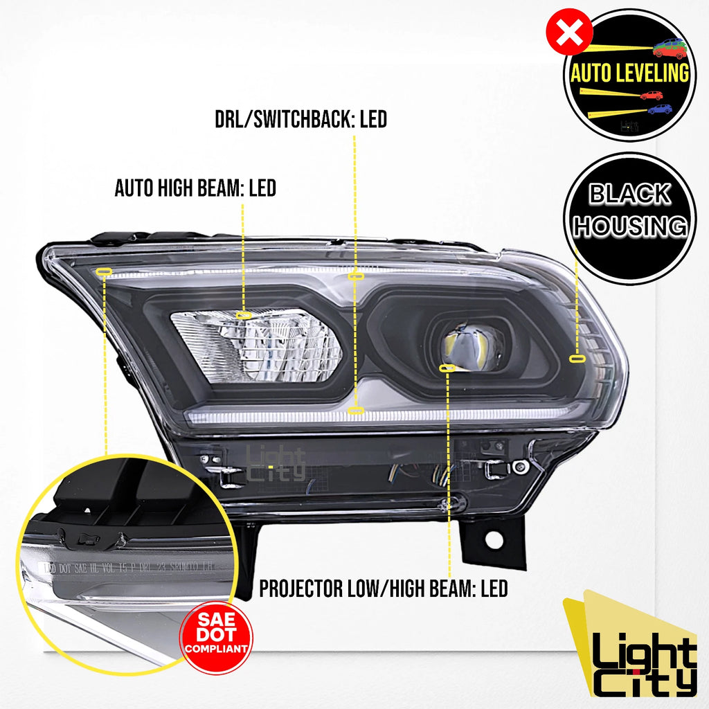 LED Headlight LH for Dodge Durango (2021–2024) - Auto Hi-Beam, Black