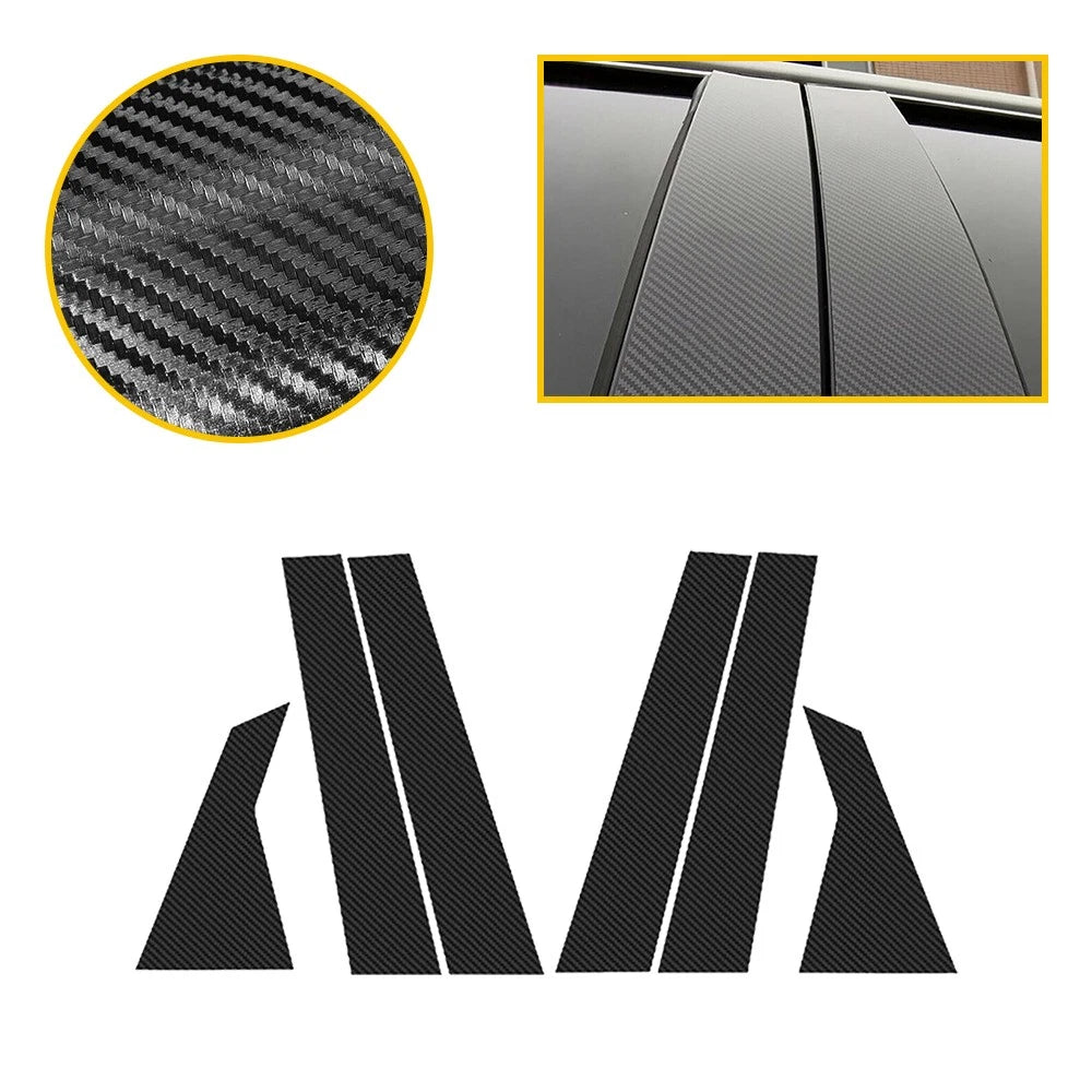 Set of 6 Carbon Fiber Pillar Post Door Trim Kit for Honda Civic Sedan (2016–2021)