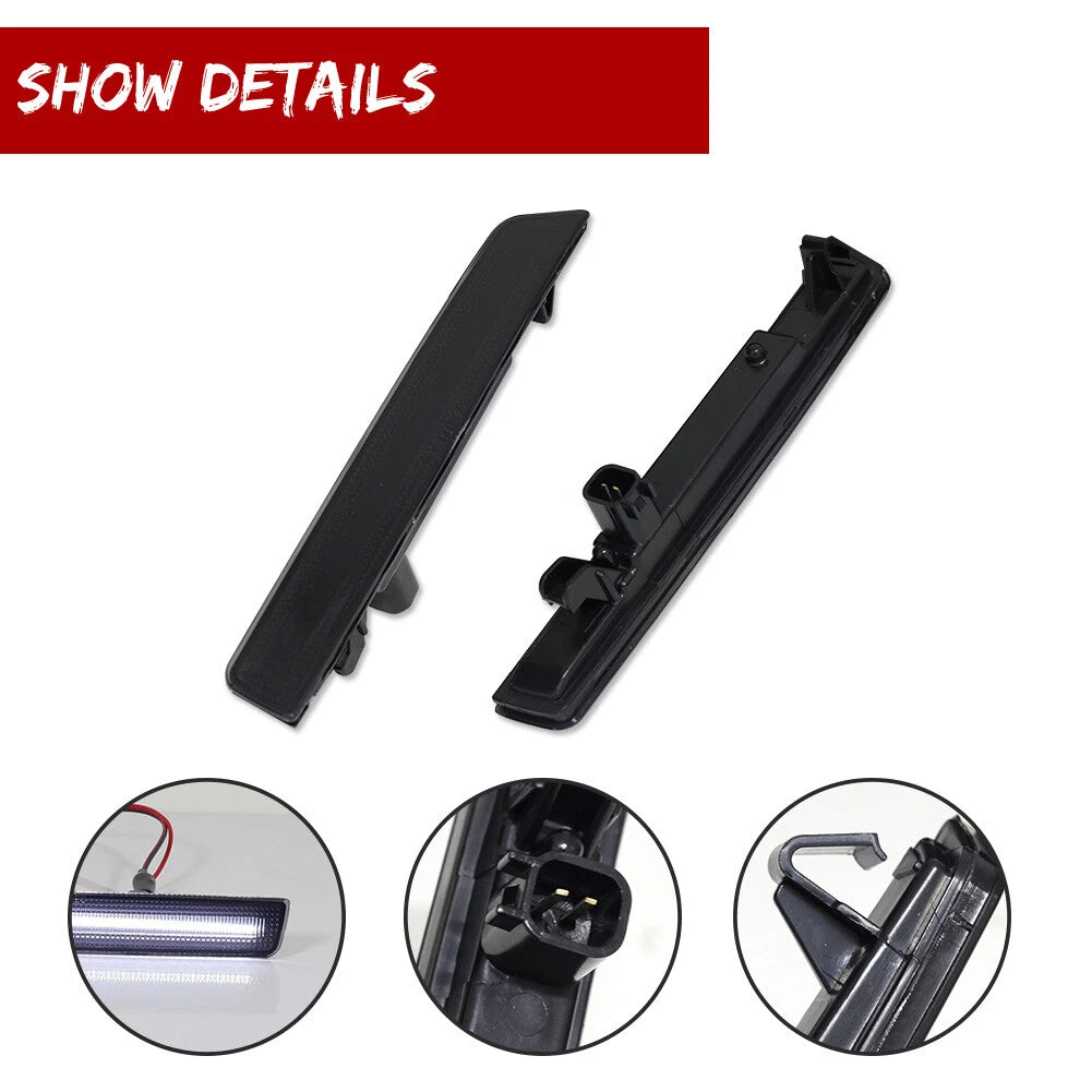 2X Smoked Lens White LED Front Sidemarker Lights for Dodge Challenger (2015–2023)