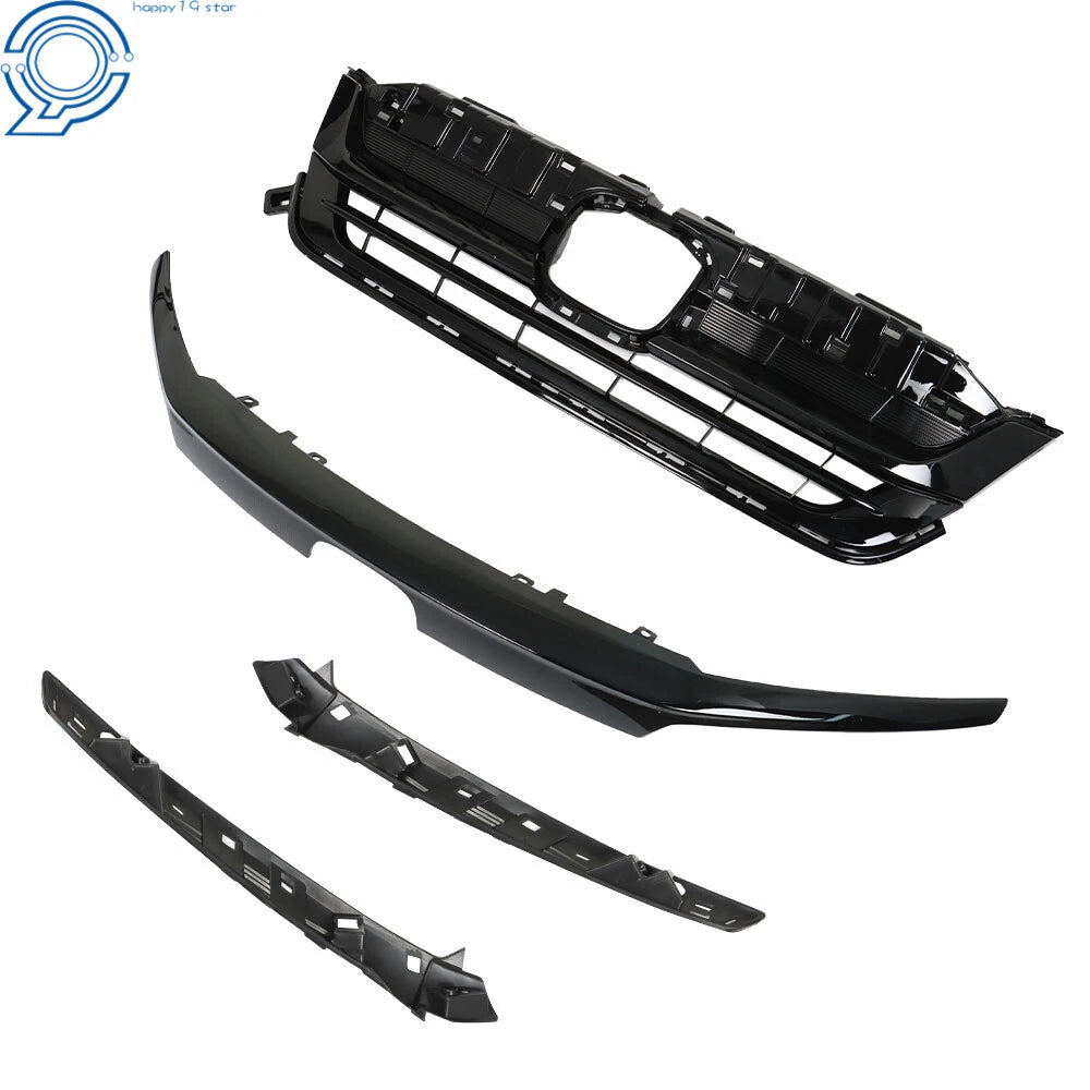 Front Upper Grille for Honda Pilot (2019–2021) Glossy Black with Trim