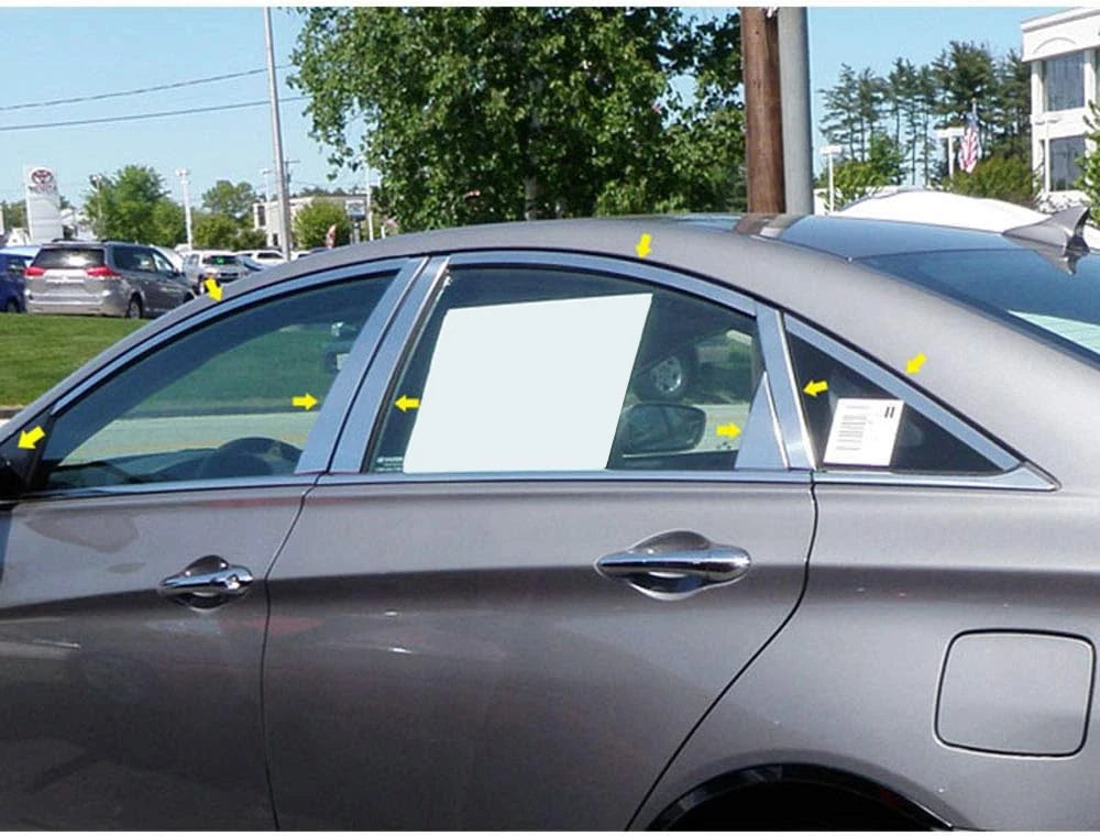 18pc. Luxury FX Steel Window Pkg (w/Posts&Mirror) for 2011-14 Hyundai Sonata 4D