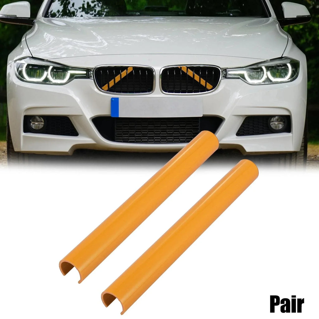 Pair ABS Front Grille Trim Strips Cover Decor Yellow for BMW 5 6 7 Series