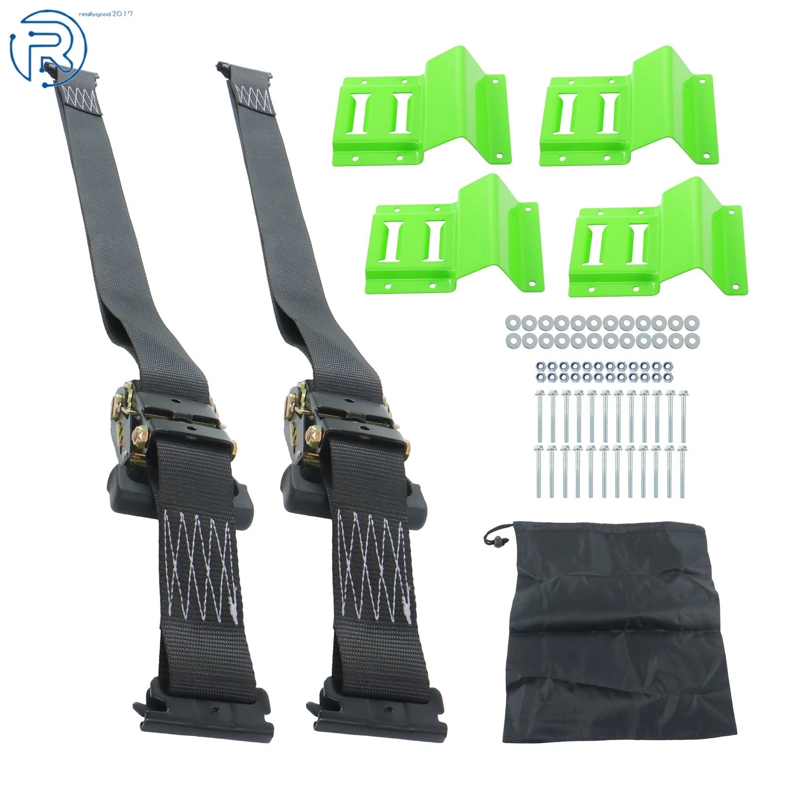 Set of 2 Heavy Duty Ratchet Straps for E-Track Trailer (Fits 8')