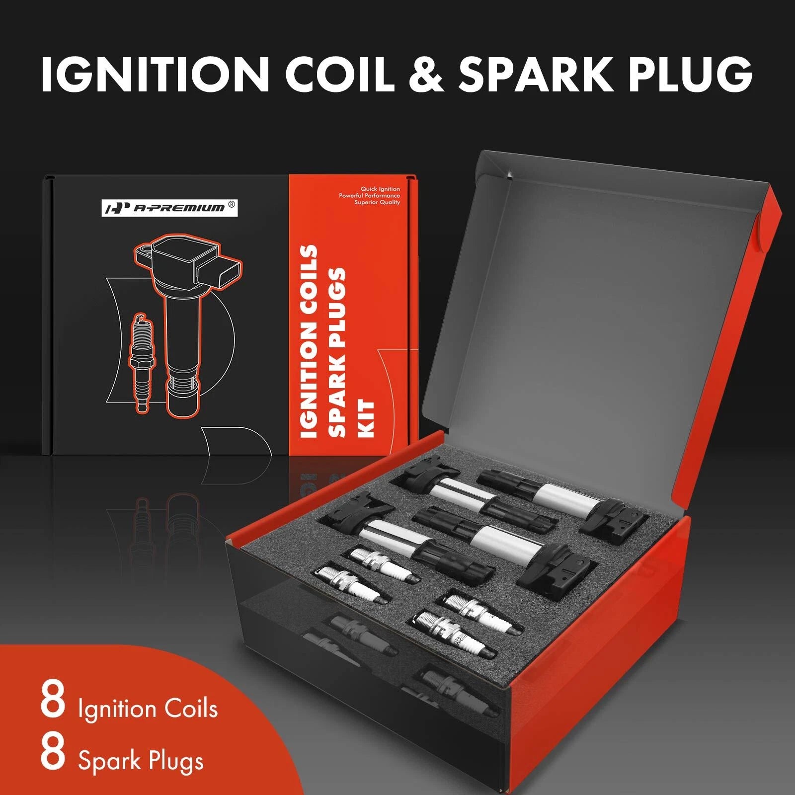Set of 8 Ignition Coils & Iridium Spark Plugs for BMW E53 X5 (2003–2006)