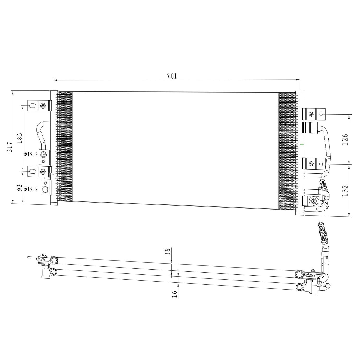 Replacement A/C Condenser with Transmission Cooler for Ford Ranger (2011–2018)