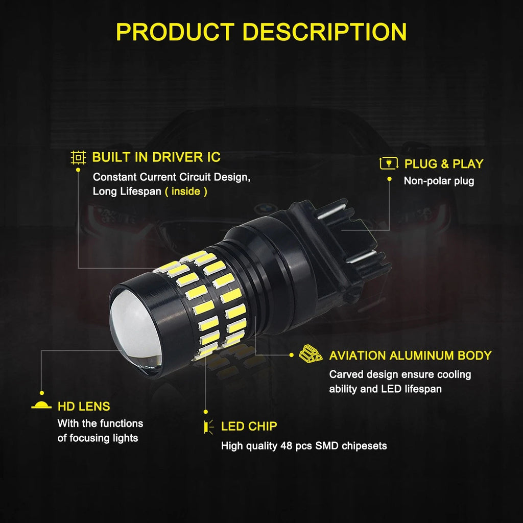 2X AUXITO 3157 3156 3057 LED Backup Reverse Light Bulbs 6000K 2400lm