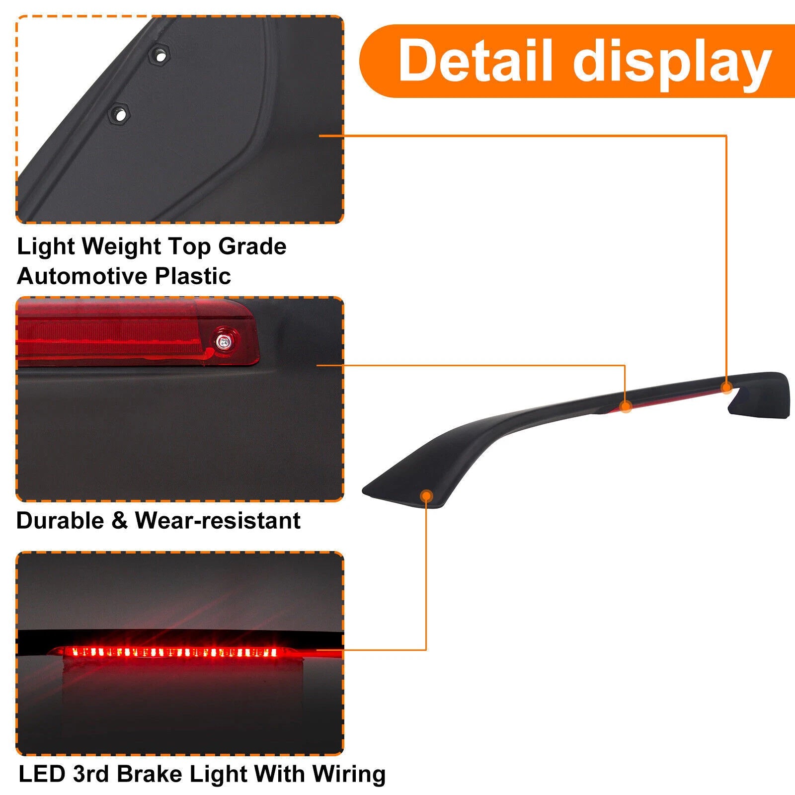 Trunk Spoiler Wing with LED Brake Light for Honda Civic EK EJ Si (1996–2000)