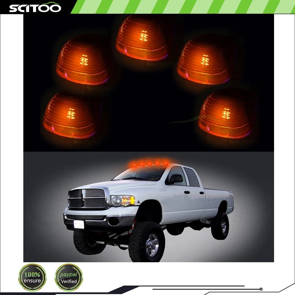 5X Amber Cab Marker Lens & T10-6-3020-SMD Blue LED Bulbs for Ford