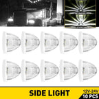 10X White LED Watermelon Marker Lights for Truck Trailer (12V–24V)