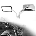 Chrome Rectangular Motorcycle Rear View Mirrors 10mm Thread Universal