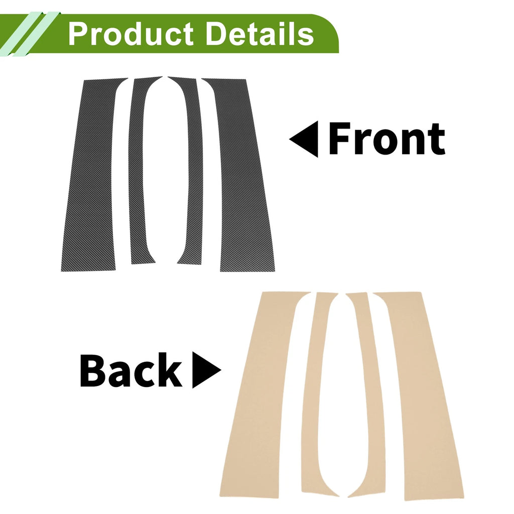 Set of 4 Pillar Window Trim for Dodge Ram (1994–2001) Carbon Fiber Black