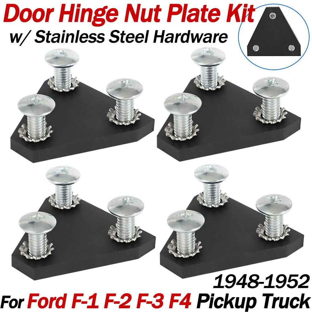 Door Hinge Nut Plate Kit w/ Screw for Ford Pickup Truck (1948–1952)