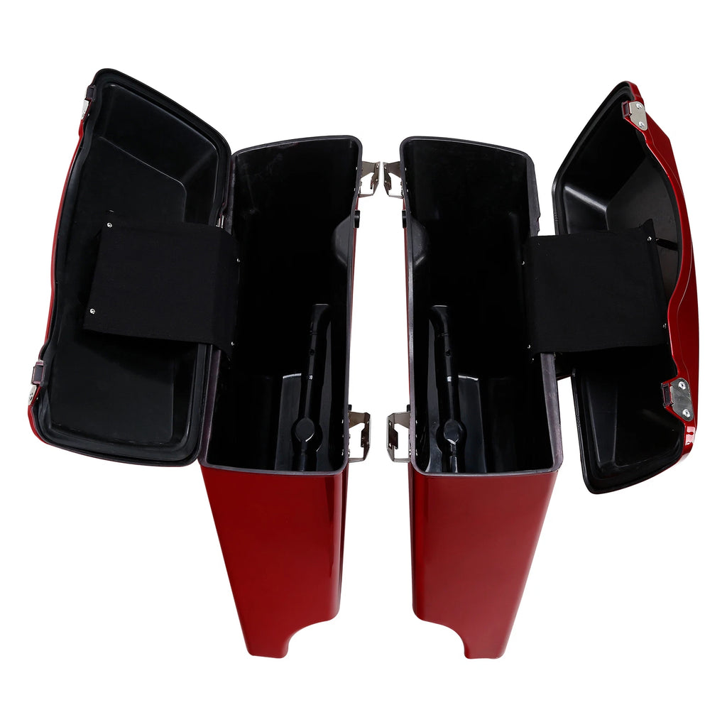 Red Stretched Extended Hard Saddlebags for Harley Touring Road King Glide (1993–2013)