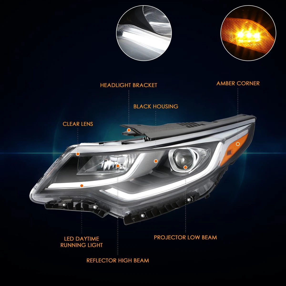 Left Side LED DRL Projector Headlight for Optima (2019–2020)