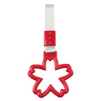 Sakura Shaped Ring Handle Strap for Train Bus - Silver & Red
