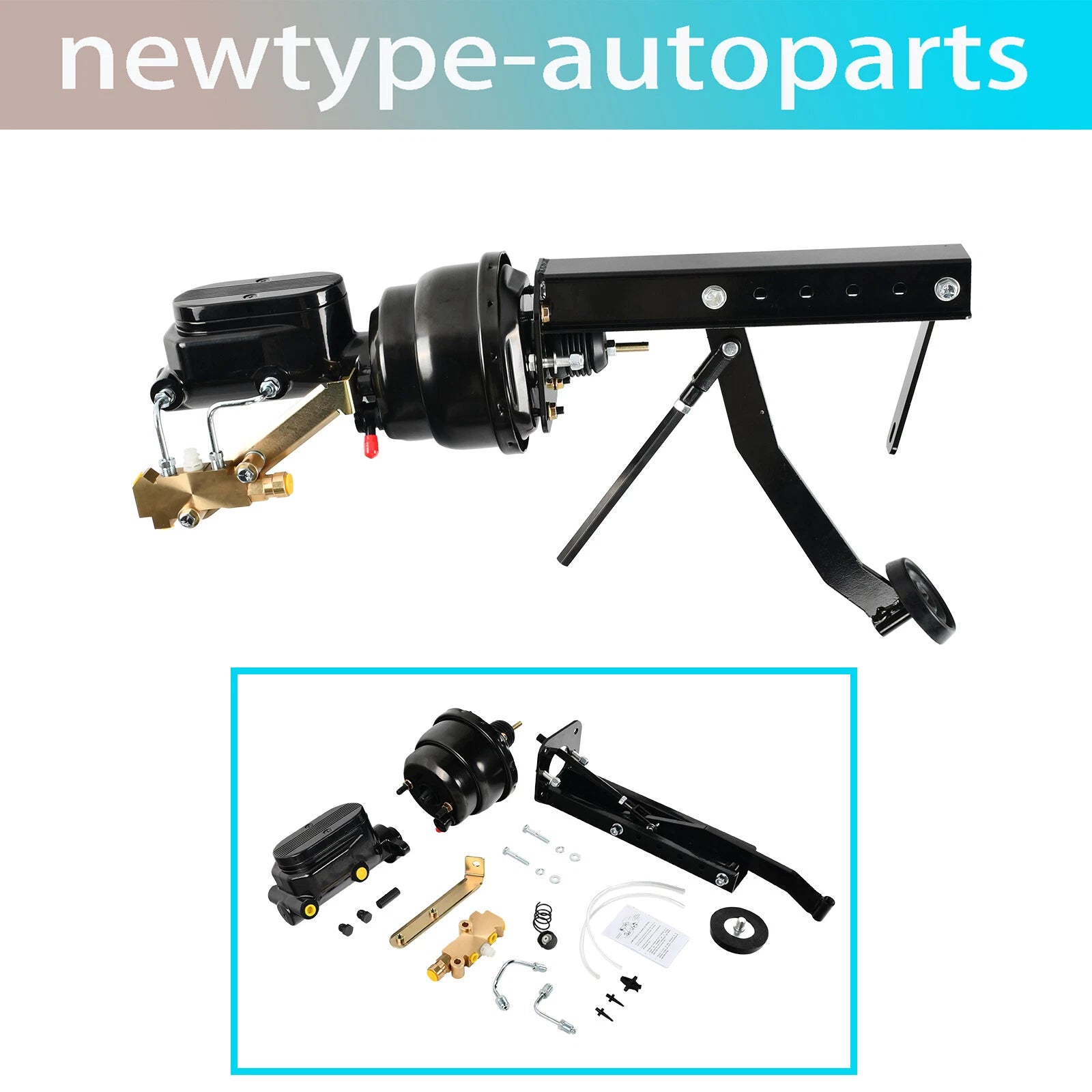 Power Brake Pedal Kit for Universal Firewall Mount (7" Dual Booster)