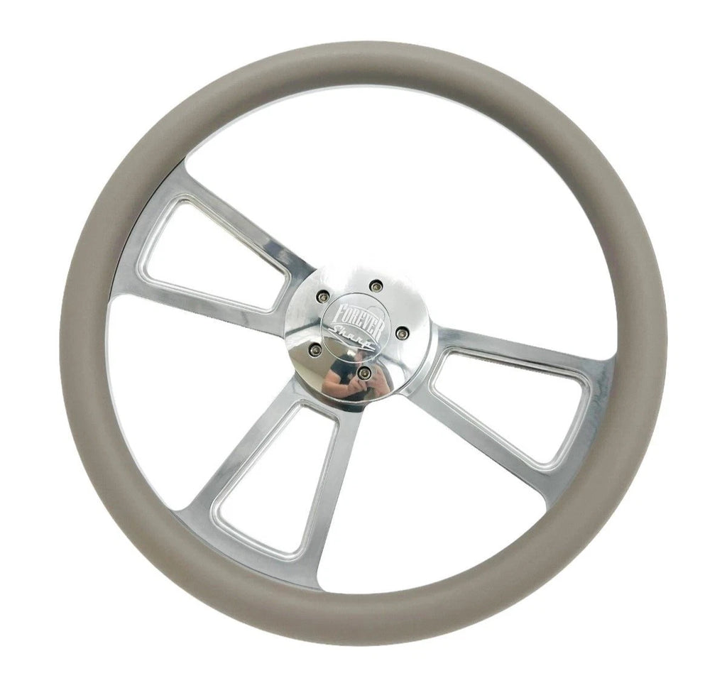 Polished 5 Hole Steering Wheel 18 Inch Gray for Peterbilt Kenworth Freightliner (1998–2024)