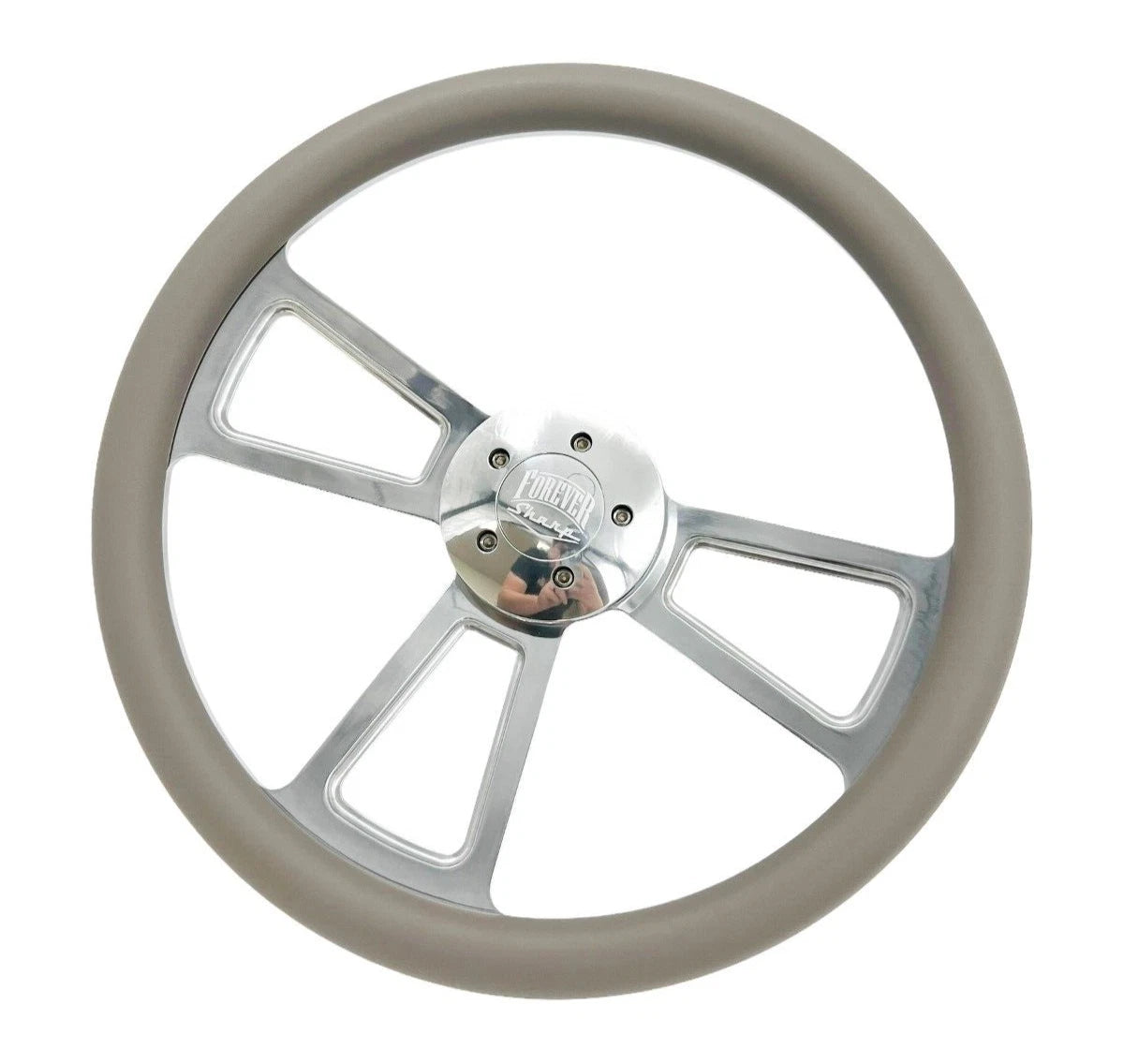 Polished 5 Hole Steering Wheel 18 Inch Gray for Peterbilt Kenworth Freightliner (1998–2024)